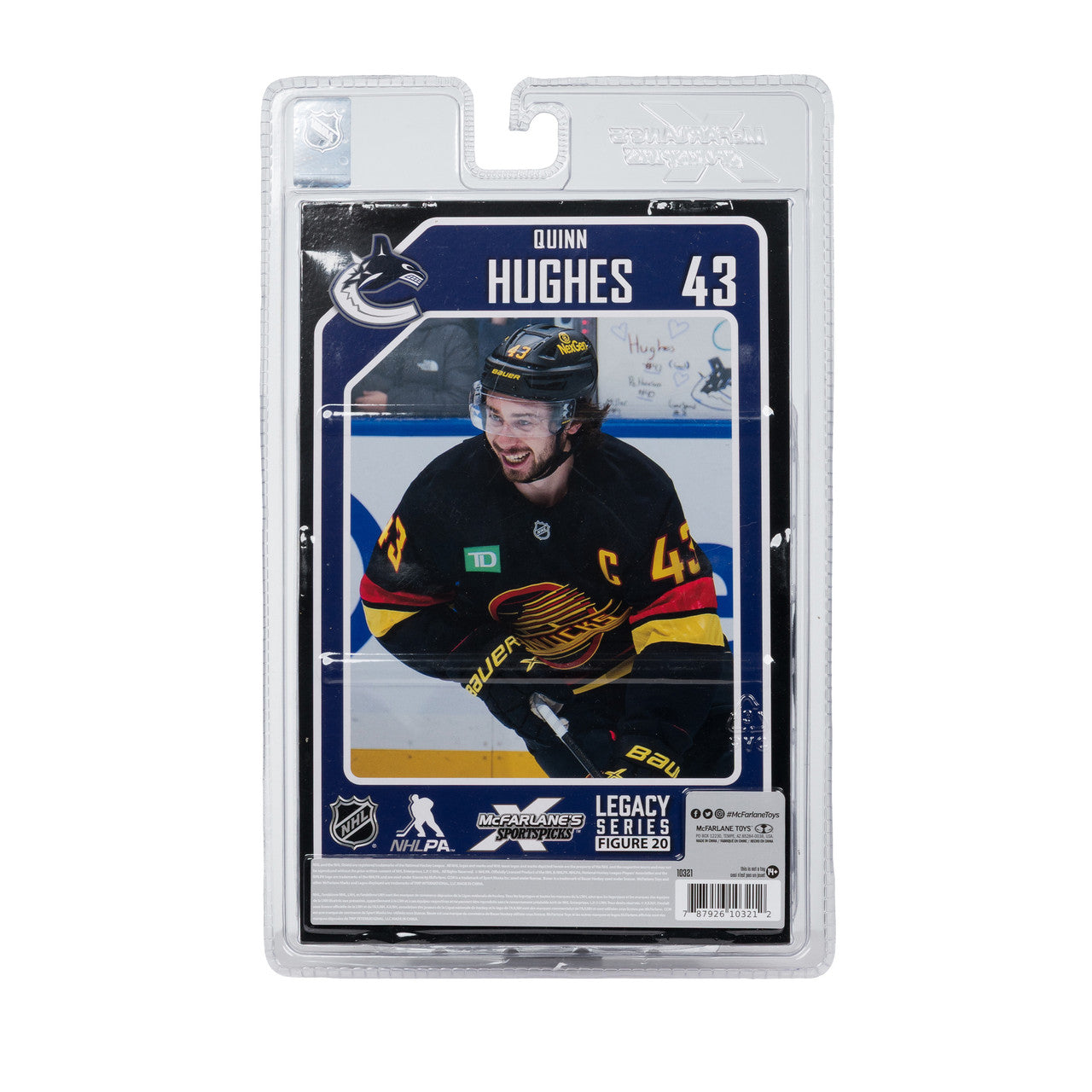 Quinn Hughes Vancouver Canucks NHL McFarlane Toys Alternate Uniform Legacy Series 7" Action Figure