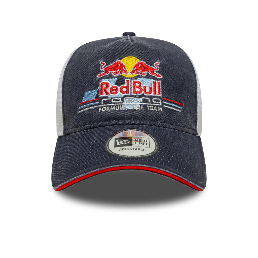 Red Bull Racing F1 New Era Men's Navy 9Forty Team Collection Vintage Two-Tone A-Frame Trucker Snapback