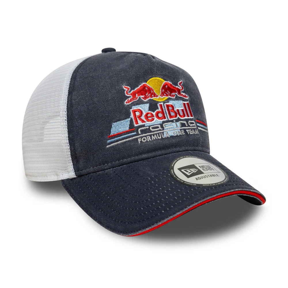 Red Bull Racing F1 New Era Men's Navy 9Forty Team Collection Vintage Two-Tone A-Frame Trucker Snapback