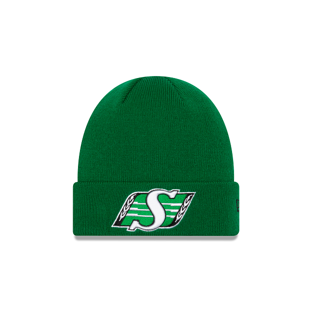 Saskatchewan Roughriders CFL New Era Men's Kelly Green Raised Cuff Knit Hat