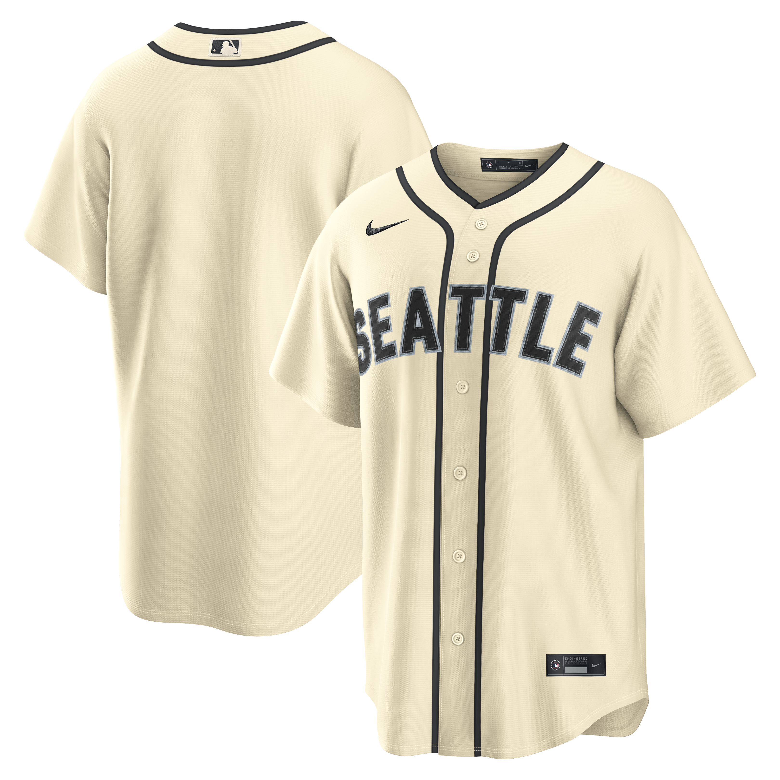 Seattle Mariners MLB Nike Men's Cream Alternate Replica Jersey