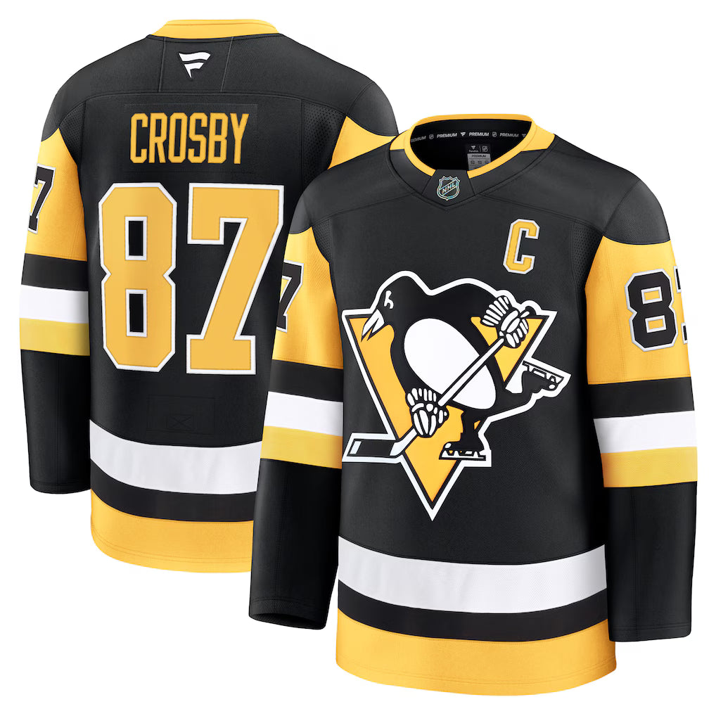 Maillot noir premium pour homme de Sidney Crosby, Penguins de Pittsburgh, marque Fanatics (NHL)