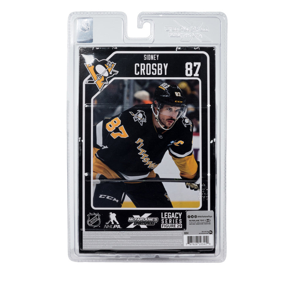 Figurine articulée de 18 cm de Sidney Crosby des Penguins de Pittsburgh de la LNH, série Legacy Uniforme alternatif, McFarlane Toys.