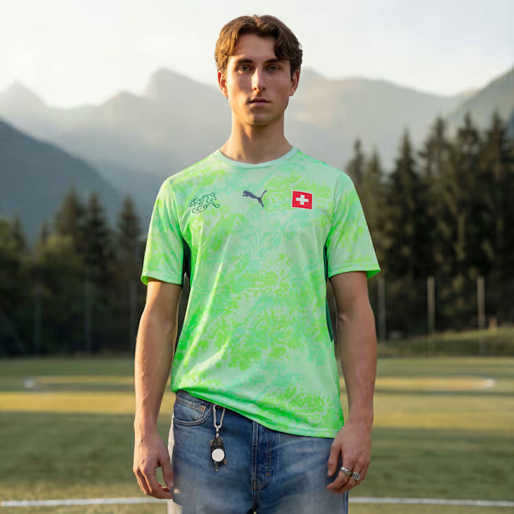 Switerzerland National Team FIFA Puma Men's Sea Glass Dark Indigo 2026 Away Replica Jersey