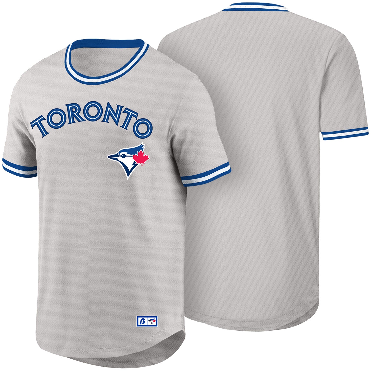 T-shirt gris pour homme des Blue Jays de Toronto, édition MLB Bulletin, avec balle courbe sur la route