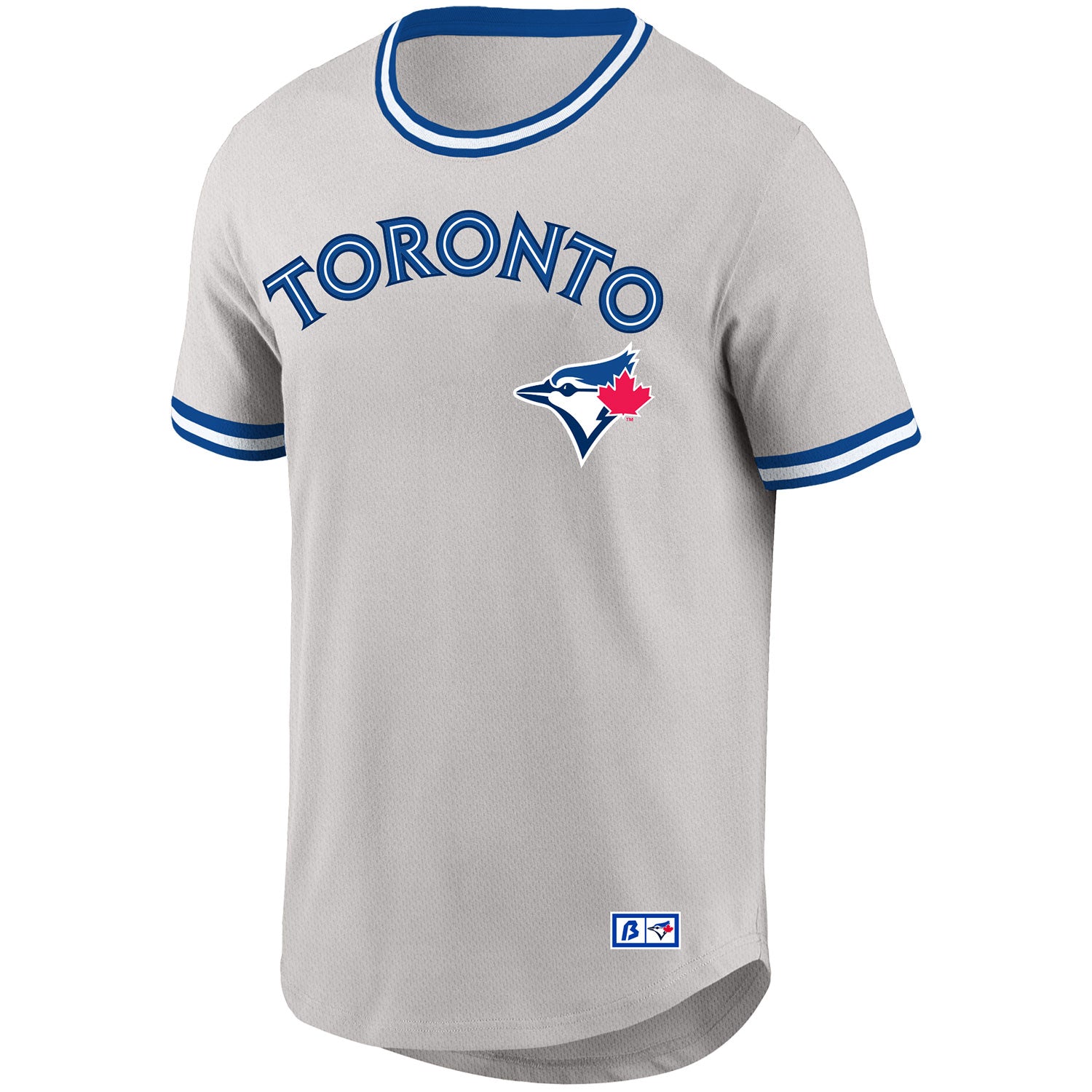 T-shirt gris pour homme des Blue Jays de Toronto, édition MLB Bulletin, avec balle courbe sur la route
