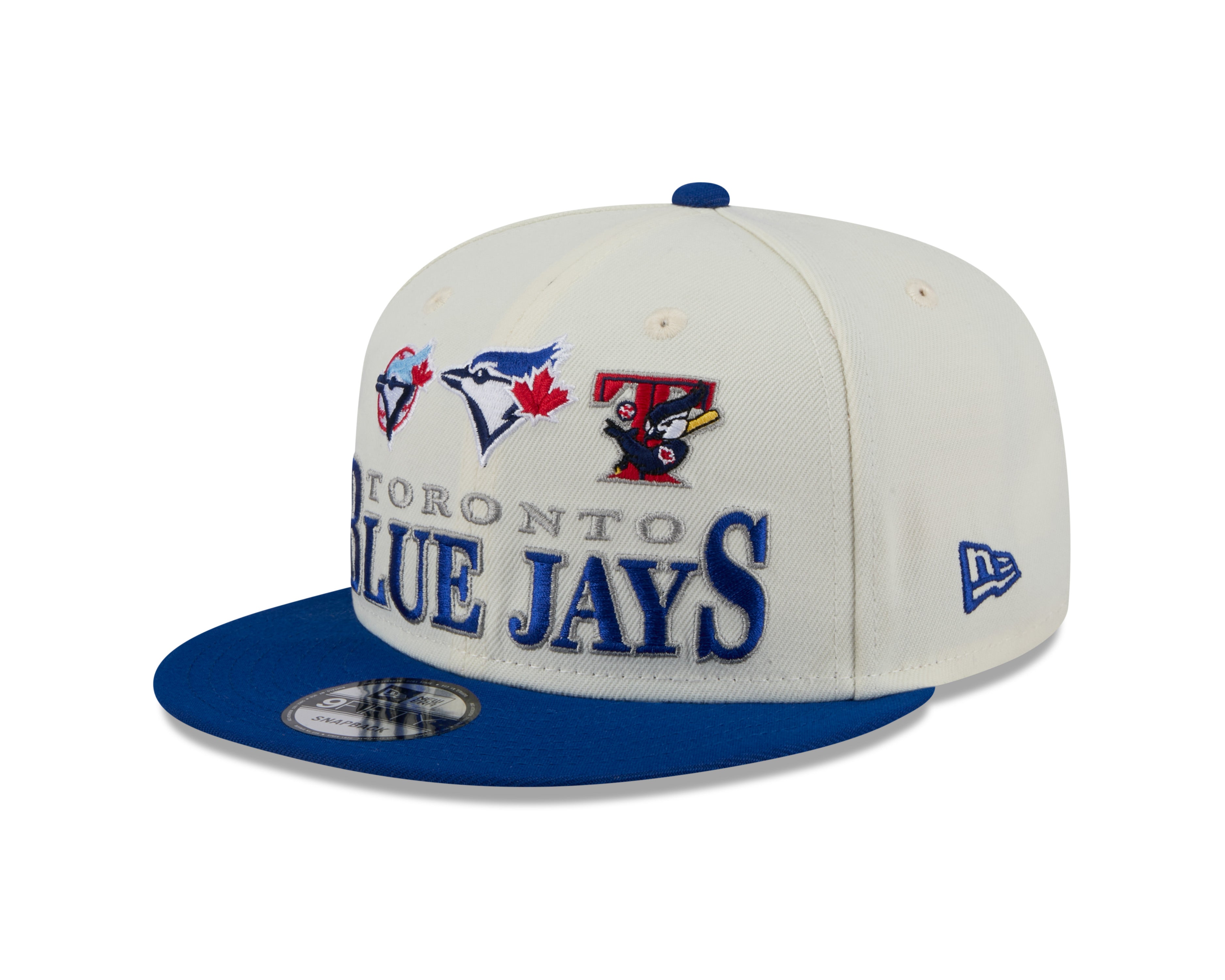 Casquette à visière ajustable 9Fifty Archive bicolore crème/bleu royal pour homme des Toronto Blue Jays MLB New Era