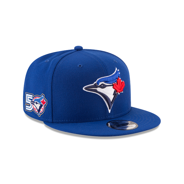 Casquette snapback Toronto Blue Jays MLB New Era pour homme, modèle 9Fifty 50e saison, couleur bleu roi