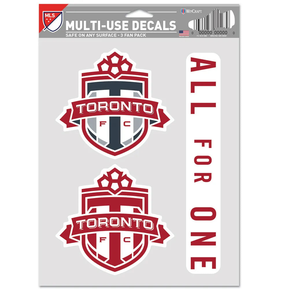 Toronto FC MLS WinCraft 3 Pack Multi Use Fan Decal