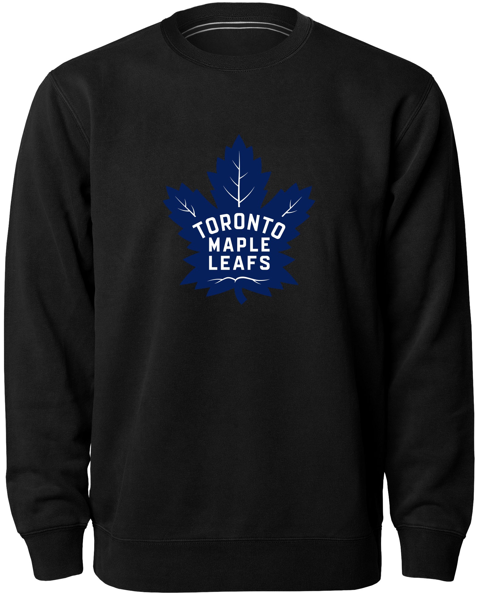Pull à col rond noir en sergé avec logo bleu des Maple Leafs de Toronto (NHL Bulletin)