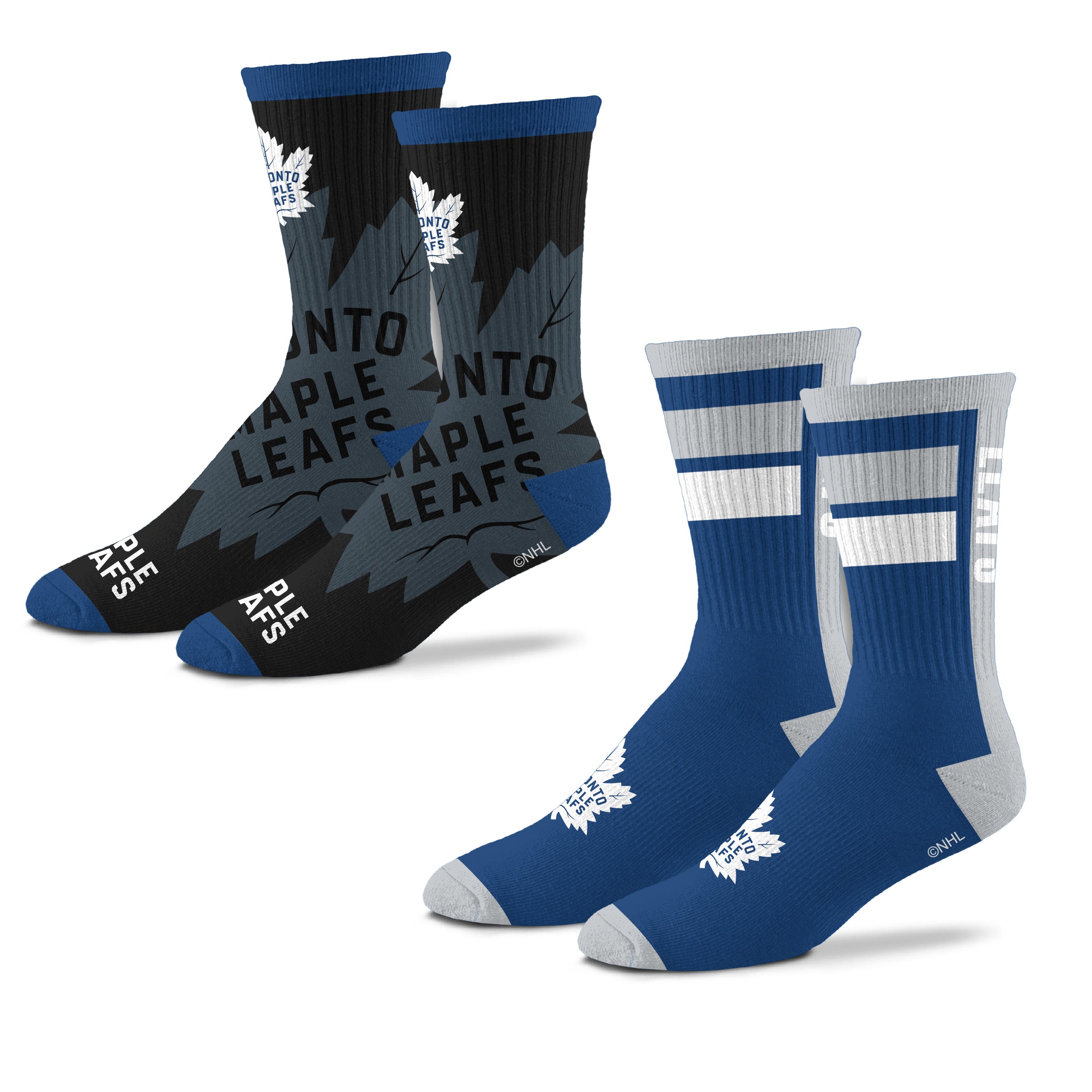 Toronto Maple Leafs NHL For Bare Feet Men's Double Duo 2-Pack Set Crew Socks