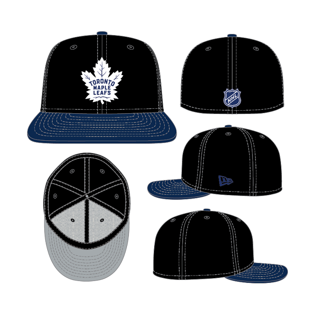 Casquette ajustée New Era 59Fifty Core bicolore noire royale pour homme des Maple Leafs de Toronto de la LNH