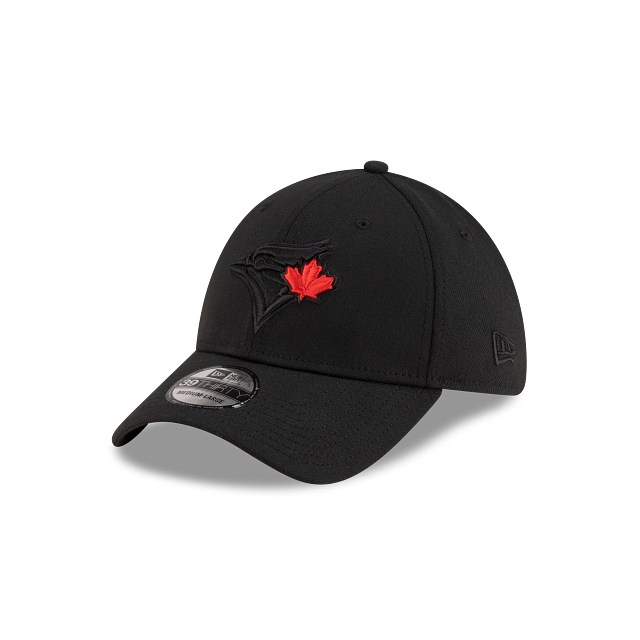 Casquette extensible classique 39Thirty Team Leaf noire et rouge pour homme des Toronto Blue Jays MLB New Era