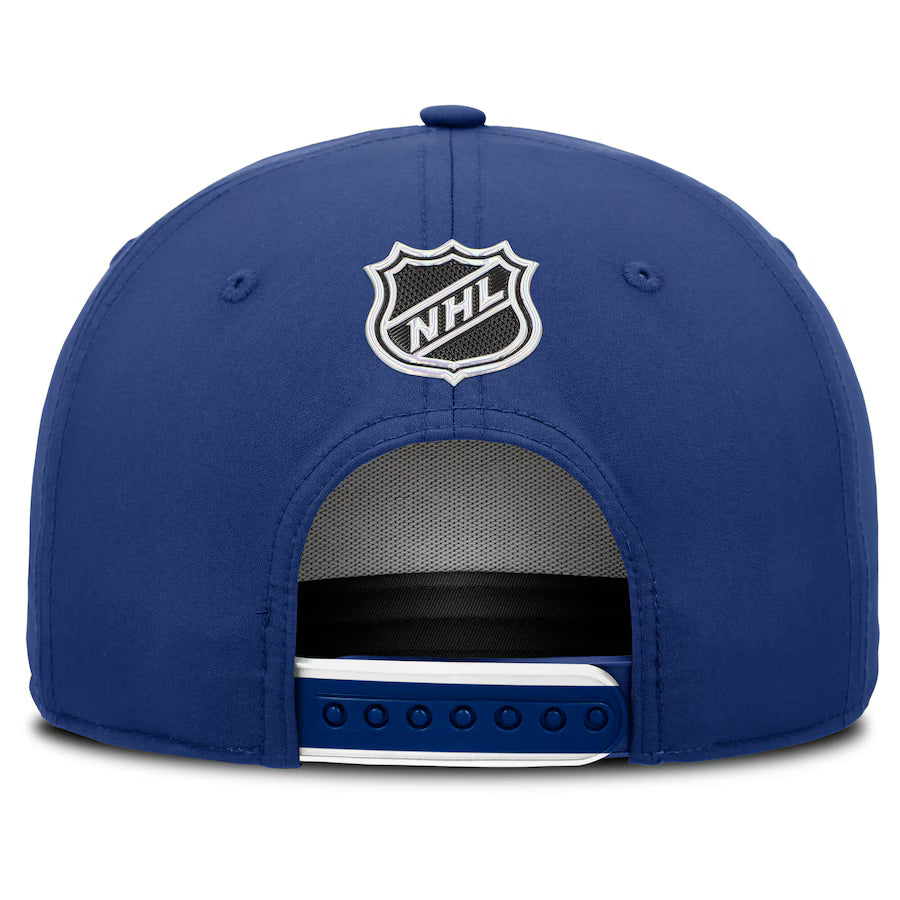 Toronto Maple Leafs NHL Fanatics Branded Men's Royal Blue 2025 Draft Authentic Pro On-Stage Podium A-Frame Adjustable Hat