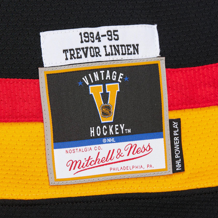 Maillot authentique Mitchell & Ness pour homme des Vancouver Canucks de la LNH, noir, 1994 Power Play, Trevor Linden