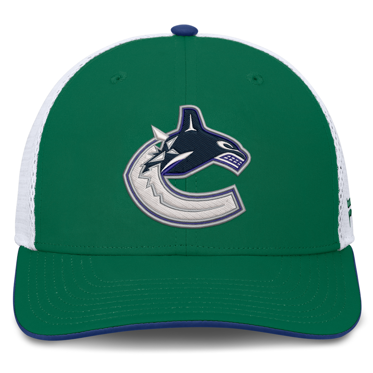 Vancouver Canucks NHL Fanatics Branded Men's Green/White Authentic Pro Rink Trucker Snapback
