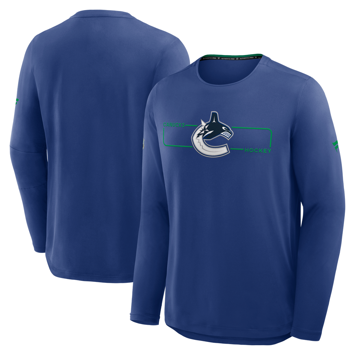 Vancouver Canucks NHL Fanatics Branded Men's Royal Blue Authentic Pro Rink Tech Long-sleeve Shirt