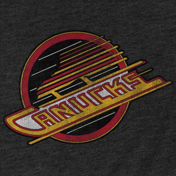 Vancouver Canucks NHL Bulletin Men's Charcoal Distressed Vintage Logo Heathered T-Shirt