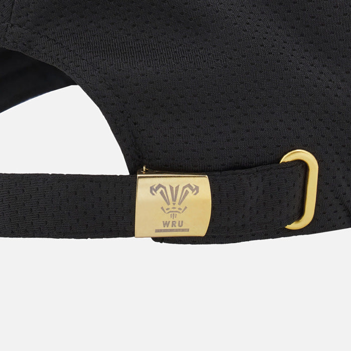 Casquette ajustable noire pour homme de l'équipe de rugby galloise WRU World Rugby Macron 2024/25