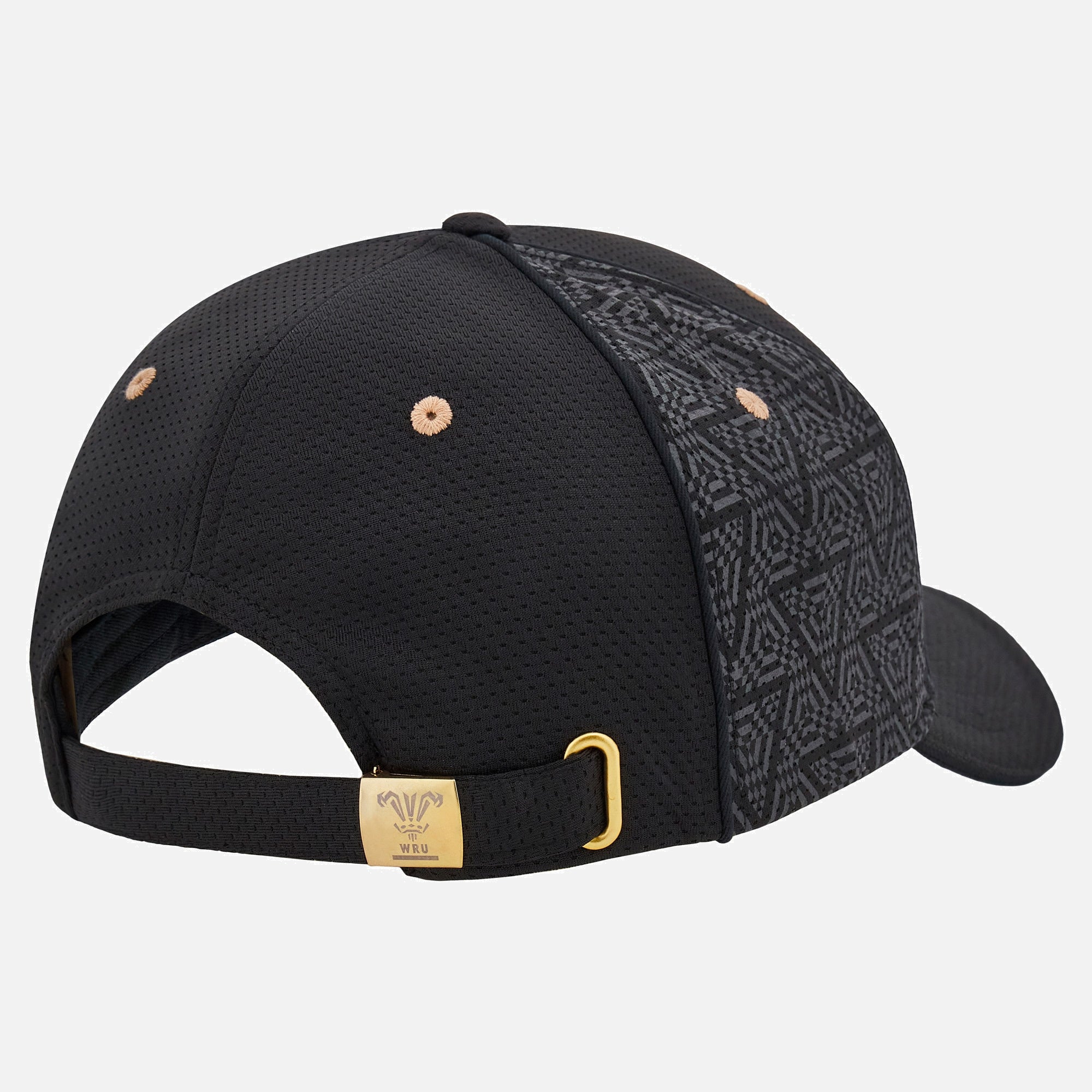 Casquette ajustable noire pour homme de l'équipe de rugby galloise WRU World Rugby Macron 2024/25