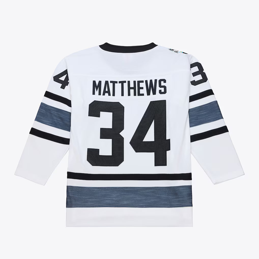 Maillot authentique Auston Matthews Toronto Maple Leafs LNH Mitchell & Ness pour homme blanc et noir 2019 All-Star Power Play