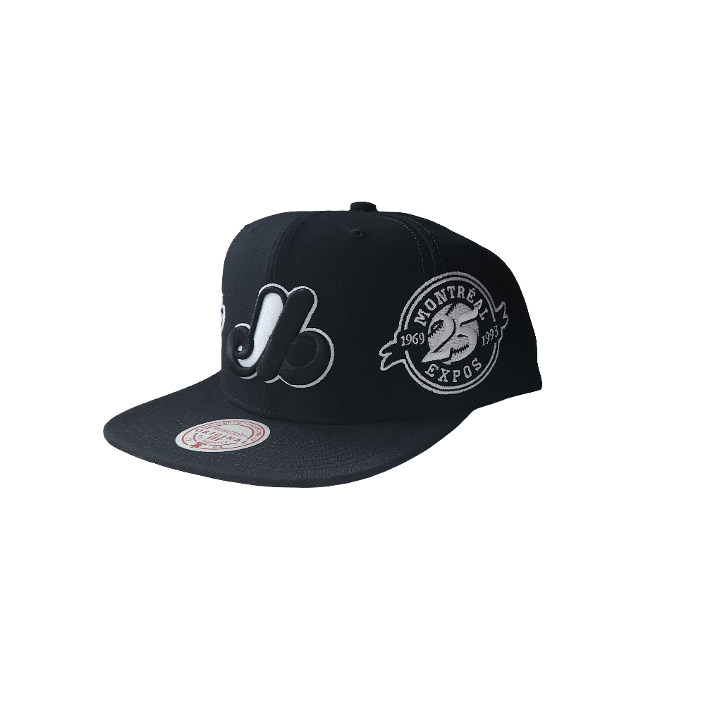 Montreal Expos MLB Mitchell & Ness Men's Black Trifecta Cooperstown Original Fit Snapback