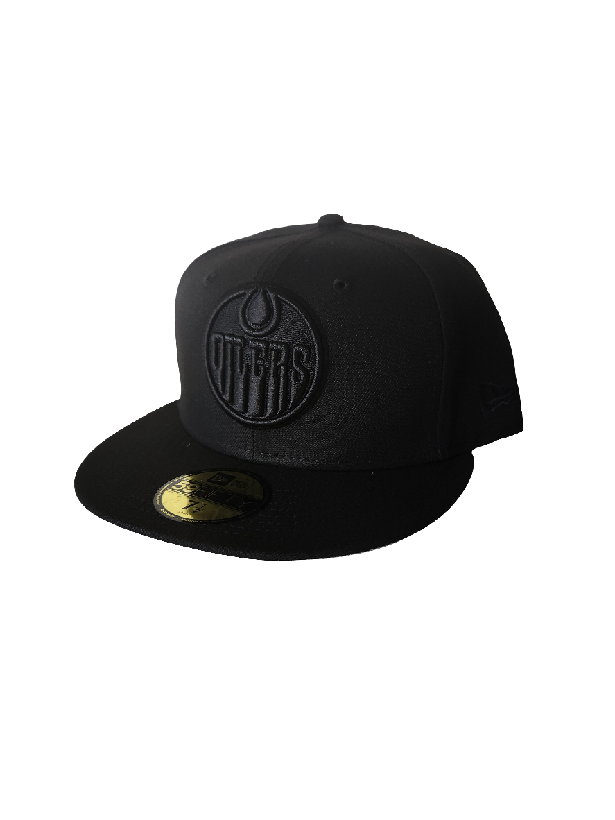 Casquette ajustée 59Fifty noire sur noire des Oilers d'Edmonton de la LNH pour homme de New Era