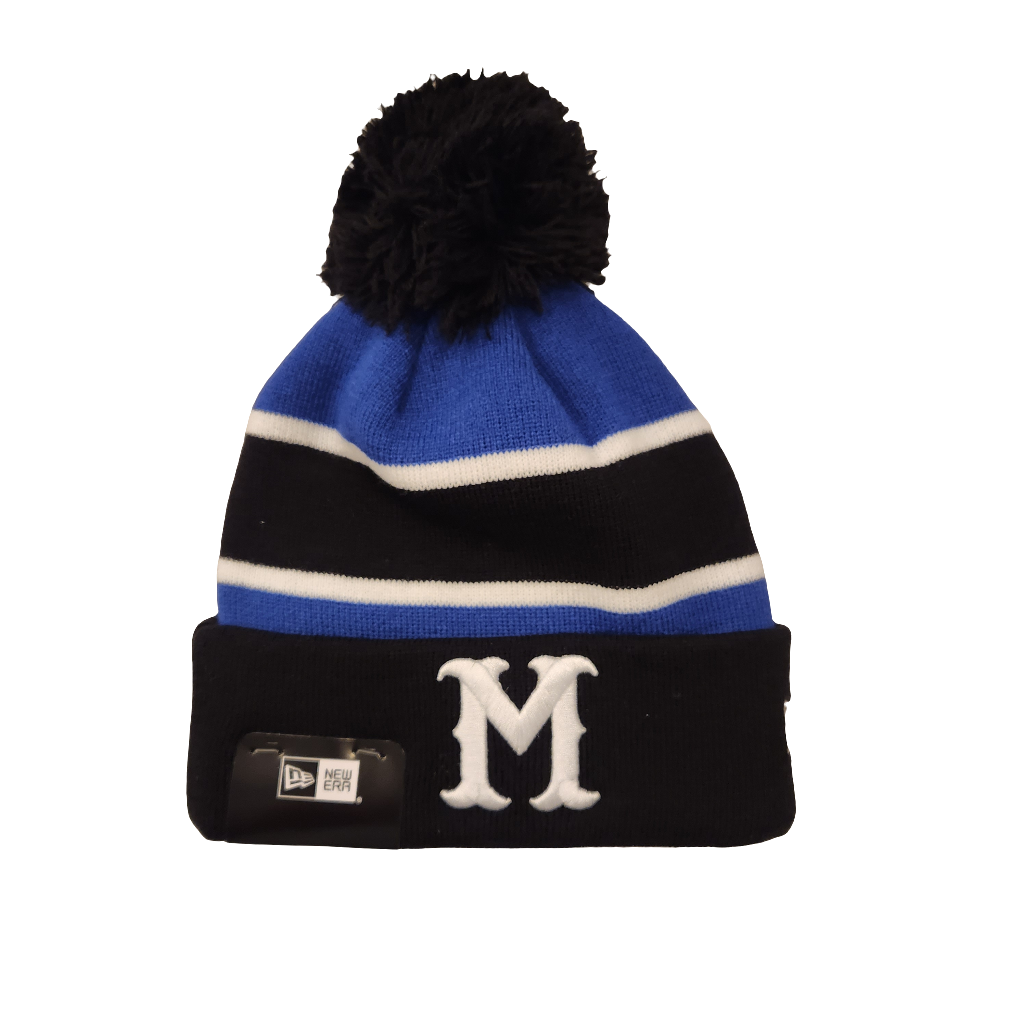 Montreal Royals MiLB New Era Men's Black/Royal Blue Cuff Pom Knit Hat