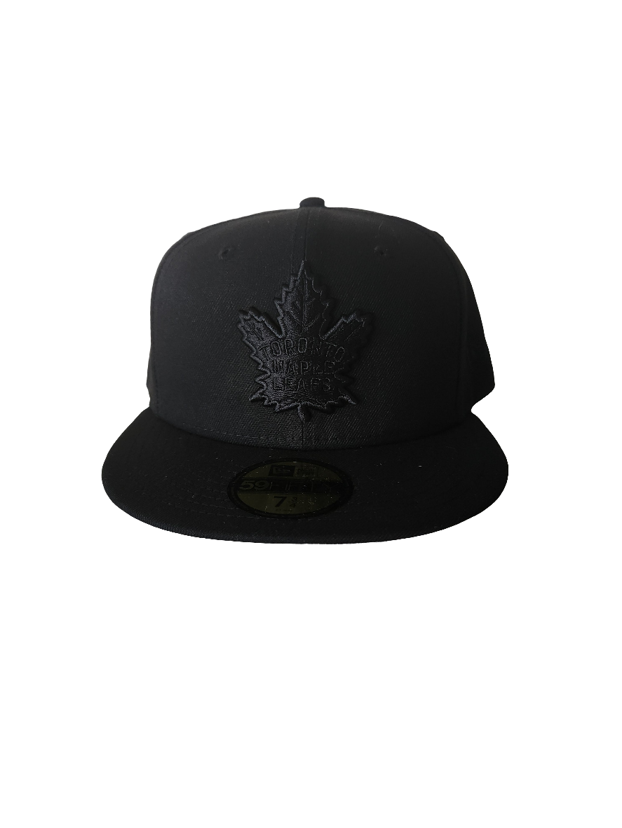 Toronto Maple Leafs NHL New Era Men's Black on Black 59Fifty Fitted Hat