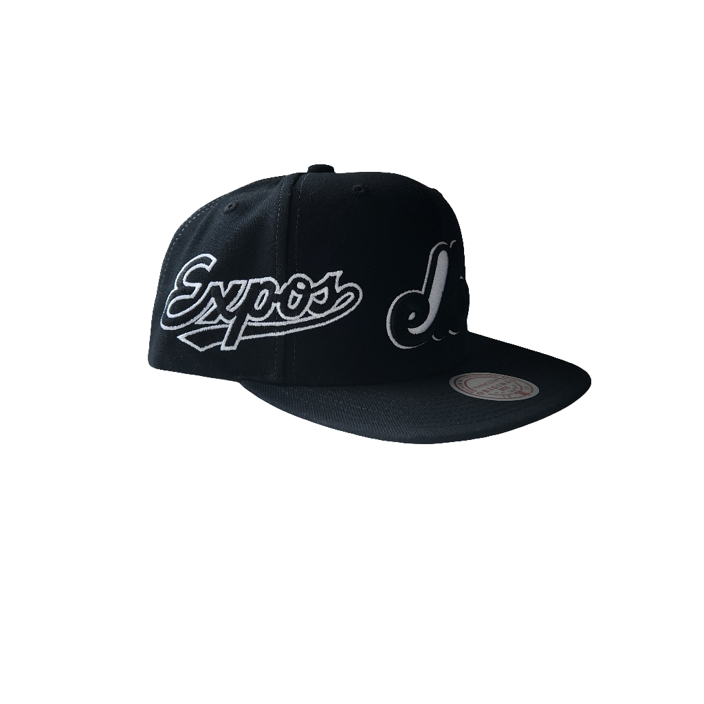 Montreal Expos MLB Mitchell & Ness Men's Black Trifecta Cooperstown Original Fit Snapback