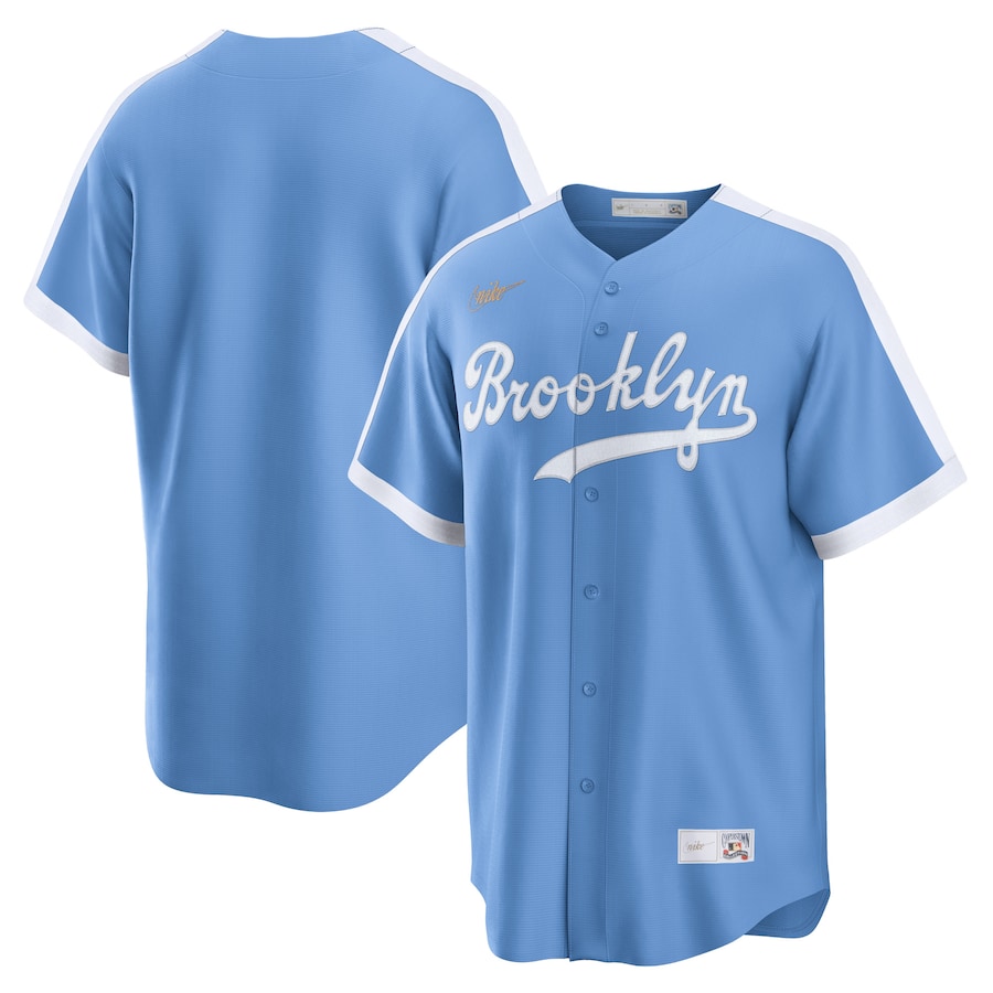 Brooklyn Dodgers MLB Nike Men's Columbia Blue Cooperstown Alternate Replica Jersey