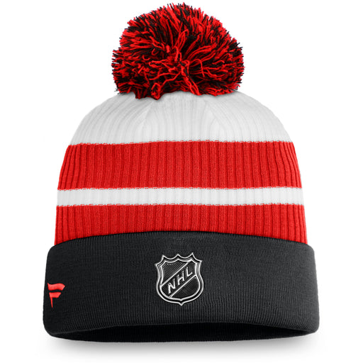 Chicago Blackhawks NHL Fanatics Branded Men's White/Red Special Edition Cuff Pom Knit Hat