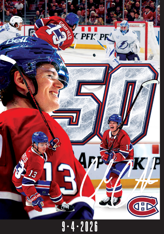 Cole Caufield Montreal Canadiens NHL Mitchell & Ness Men's Black 50th Goal T-Shirt