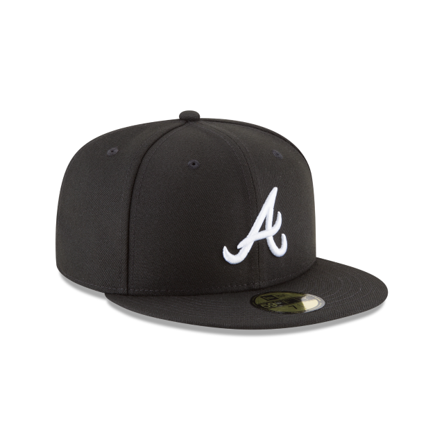 Atlanta Braves MLB New Era Men's Black White 59Fifty Basic Fitted Hat