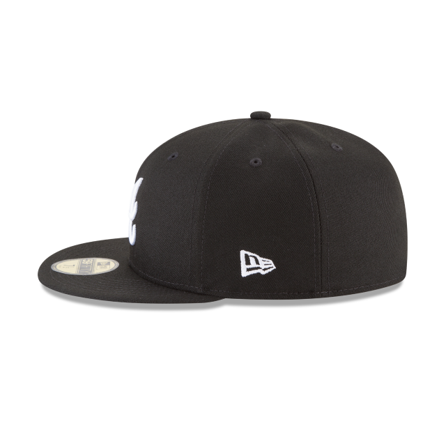 Atlanta Braves MLB New Era Men's Black White 59Fifty Basic Fitted Hat