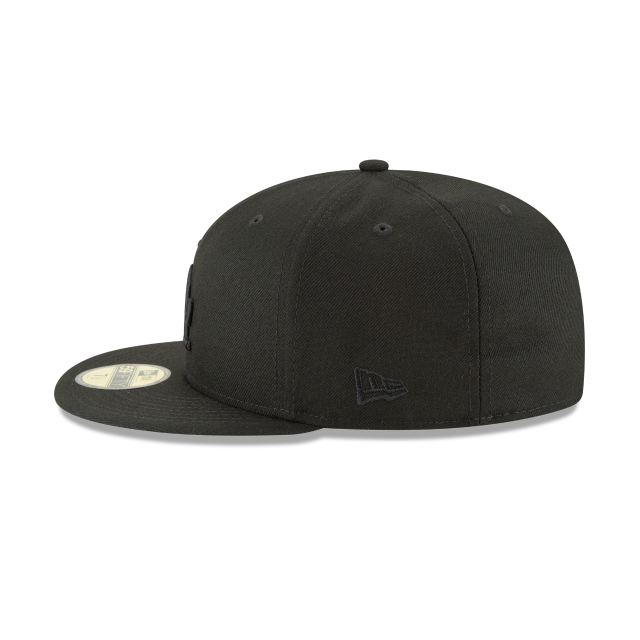 Los Angeles Dodgers MLB New Era Noir sur noir 59Fifty Casquette ajustée basique pour hommes