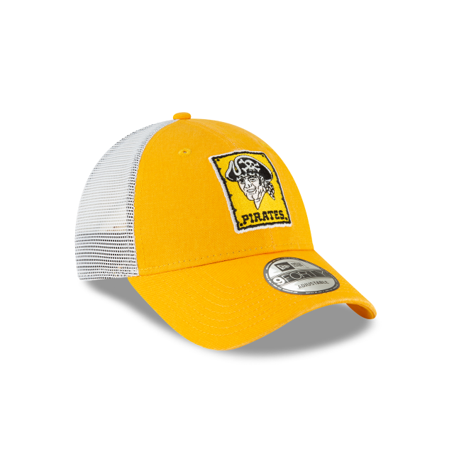 Pittsburgh Pirates MLB New Era Casquette réglable jaune 9Forty Cooperstown Washed Trucker pour hommes
