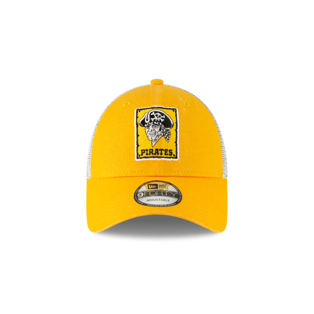 Pittsburgh Pirates MLB New Era Casquette réglable jaune 9Forty Cooperstown Washed Trucker pour hommes