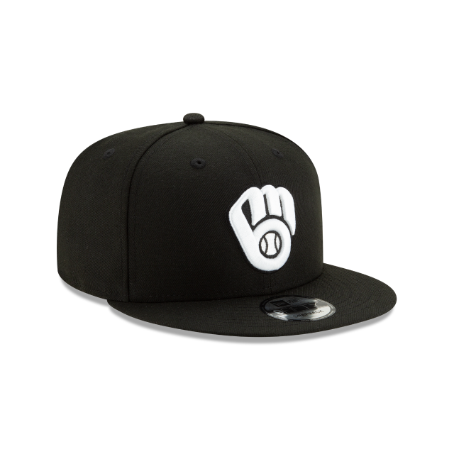 Milwaukee Brewers MLB New Era pour hommes, noir et blanc, 9Fifty Basic Snapback