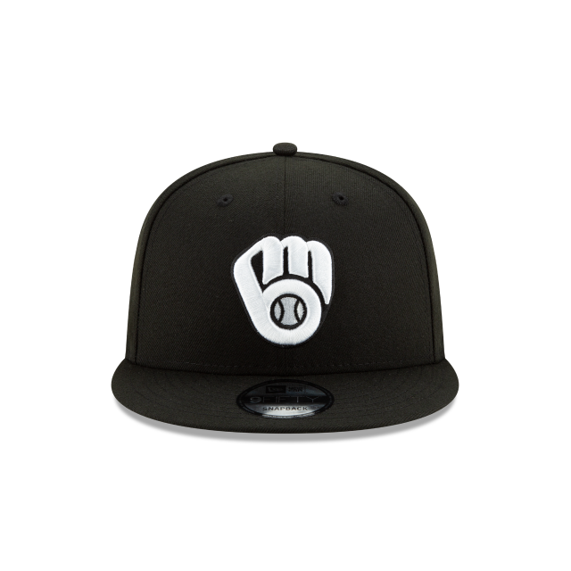 Milwaukee Brewers MLB New Era pour hommes, noir et blanc, 9Fifty Basic Snapback
