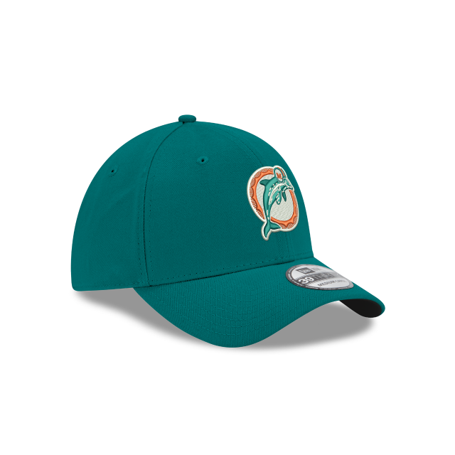 Miami Dolphins NFL New Era Aqua 39Thirty 1989 Casquette extensible avec logo classique pour homme