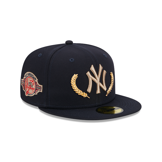 Casquette ajustée New York Yankees MLB New Era pour homme bleu marine 59Fifty Gold Leaf