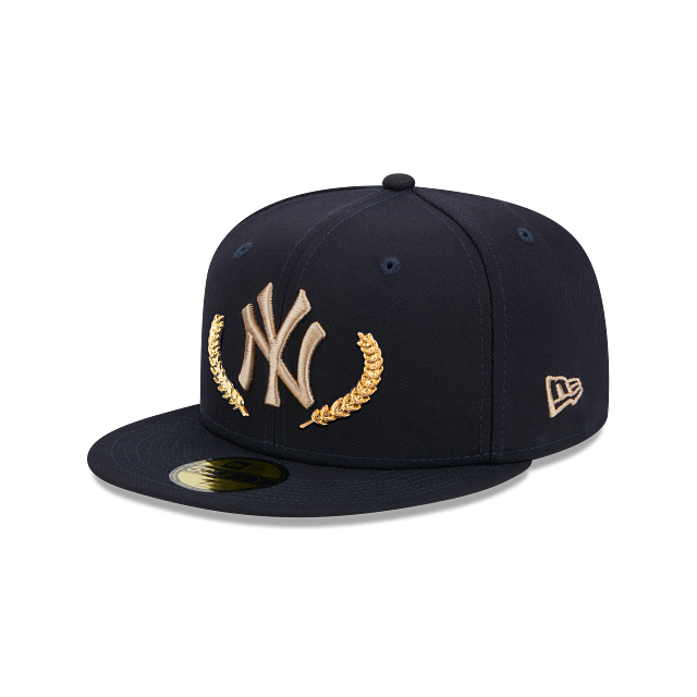 New York Yankees MLB New Era Men's Navy 59Fifty Gold Leaf Fitted Hat