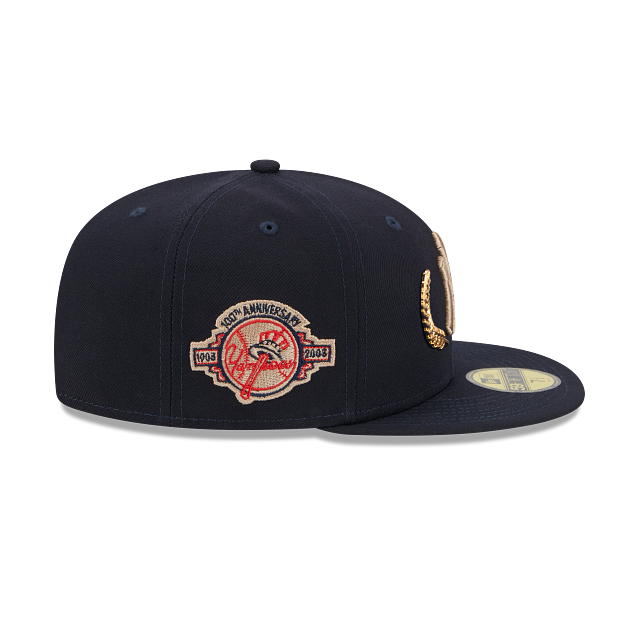 Casquette ajustée New York Yankees MLB New Era pour homme bleu marine 59Fifty Gold Leaf