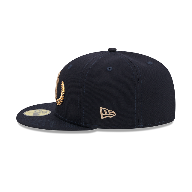 Casquette ajustée New York Yankees MLB New Era pour homme bleu marine 59Fifty Gold Leaf
