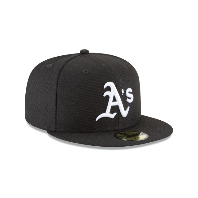Casquette ajustée basique 59Fifty MLB New Era pour homme, noir et blanc, des Oakland Athletics
