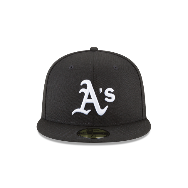 Casquette ajustée basique 59Fifty MLB New Era pour homme, noir et blanc, des Oakland Athletics