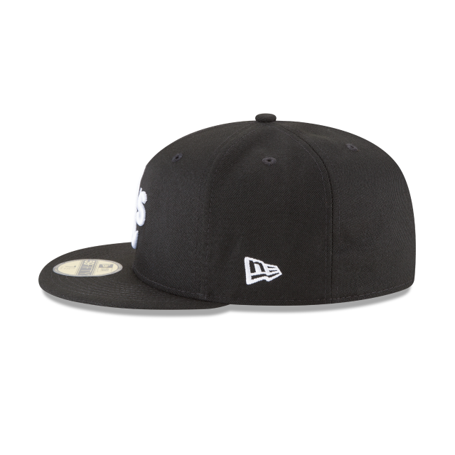 Casquette ajustée basique 59Fifty MLB New Era pour homme, noir et blanc, des Oakland Athletics