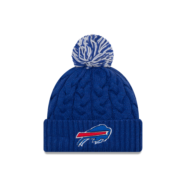 Bonnet en tricot à pompon confortable bleu pour femme Buffalo Bills NFL New Era
