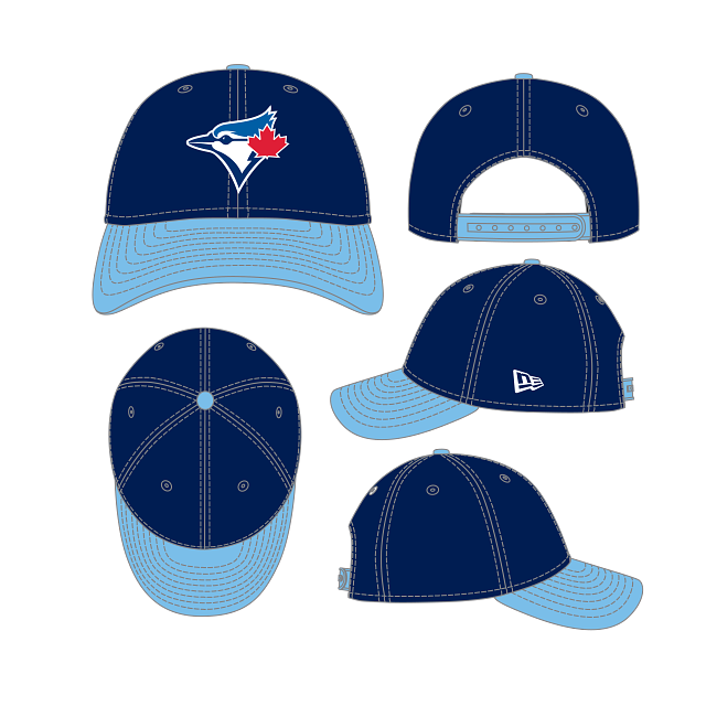 Casquette snapback extensible New Era 9Forty M-Crown pour homme, bleu marine/bleu royal, aux couleurs des Blue Jays de Toronto (MLB).